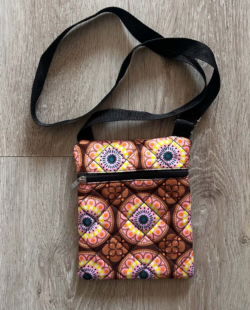 Olivia Moss Quilted Medallion Print Triple Zip Crossbody Bag